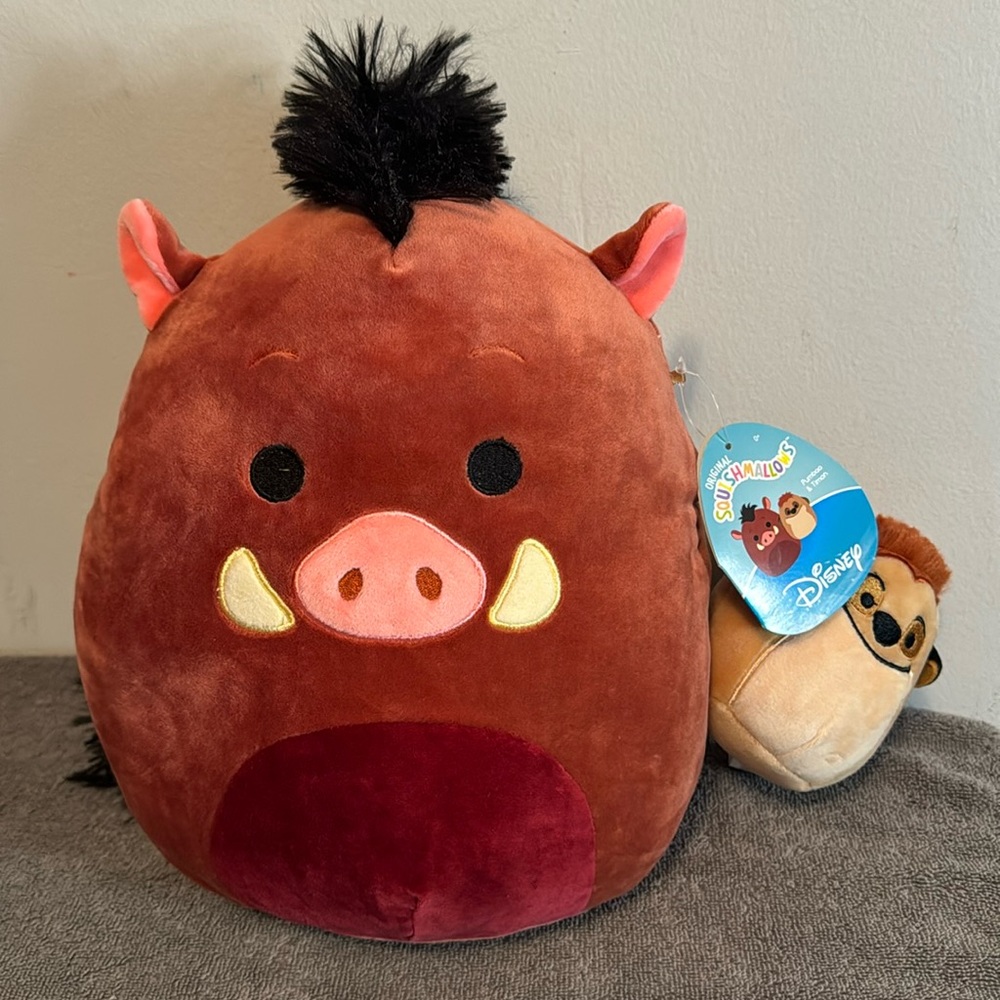 Squishmallows Disney Lion King Plush Pumbaa 10" and Timon 4" Kellytoy New w/Tags